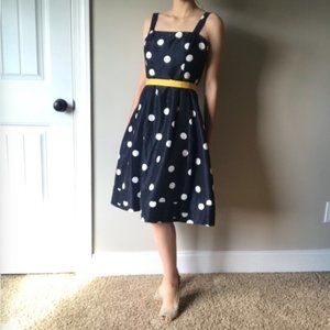 navy polka dot dress